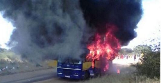 Pictures: ZUPCO bus with Regina Mundi school children catches fire, burns to ashes