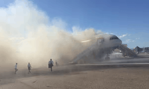 Zambian plane ‘catches fire after crash-landing’ at Zim airport