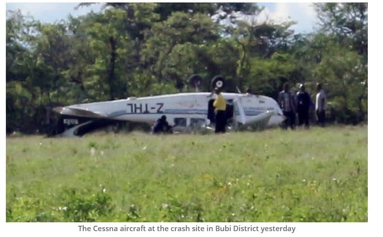 Picture, the plane that crashed with 22 kg gold in Bubi Zimbabwe