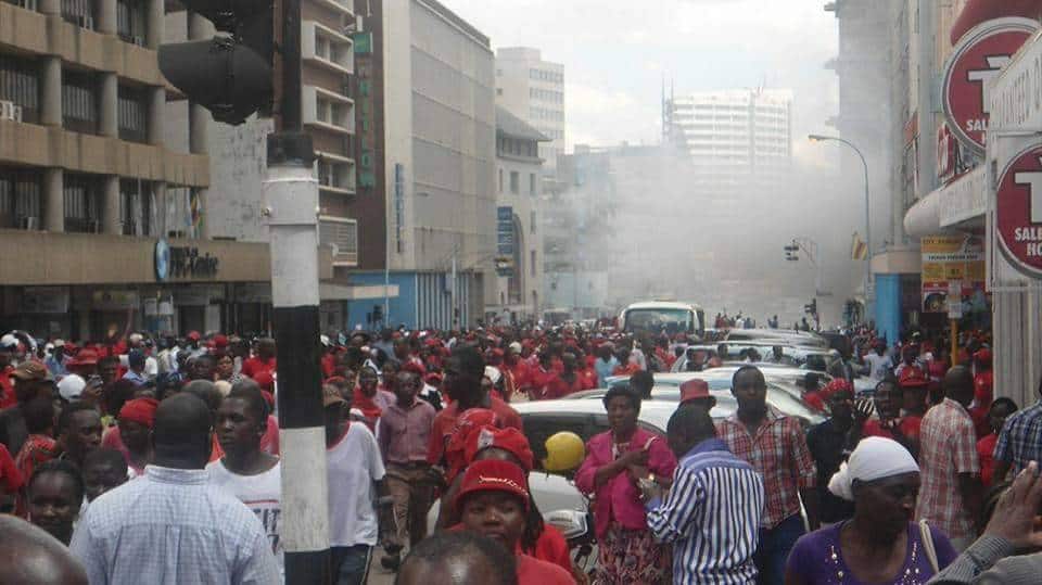 Police tear gars MDC T Harare youth demo today: Pictures