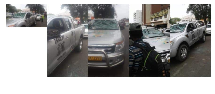 Harare Protest: Grace Mugabe-Zanu PF cars smashed