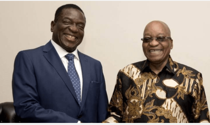 Mnangagwa meets Zuma, Jets into Zimbabwe