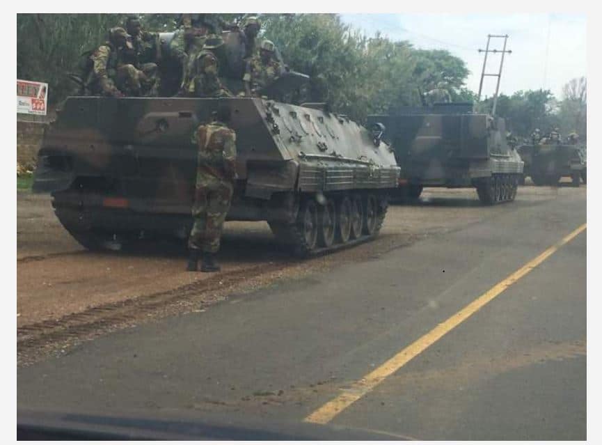 BREAKING NEWS: Zimbabwe Army Tanks Roll into Harare; Is Mugabe facing military coup?…PICTURES