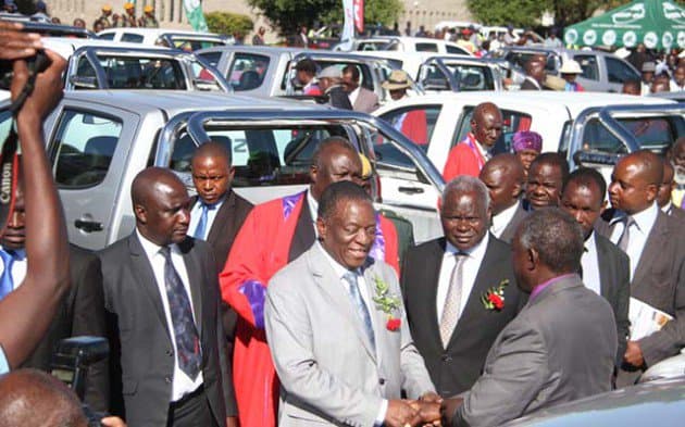 PICTURE: Mnangagwa buys 84 brand new double cab Isuzu cars for chiefs