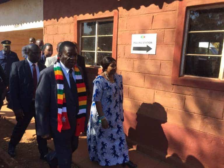 PICTURES: ED Mnangagwa, wife,  voting in Kwekwe