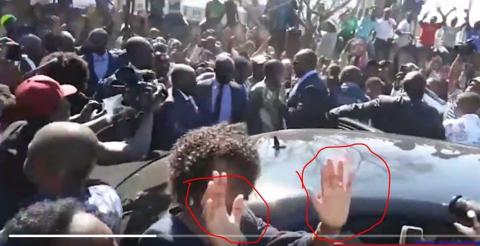 Video: Grace Mugabe waves ‘MDC open palms sign’ to govt reporters..picture
