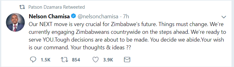 CHAMISA MNANGAGWA TALKS GNU