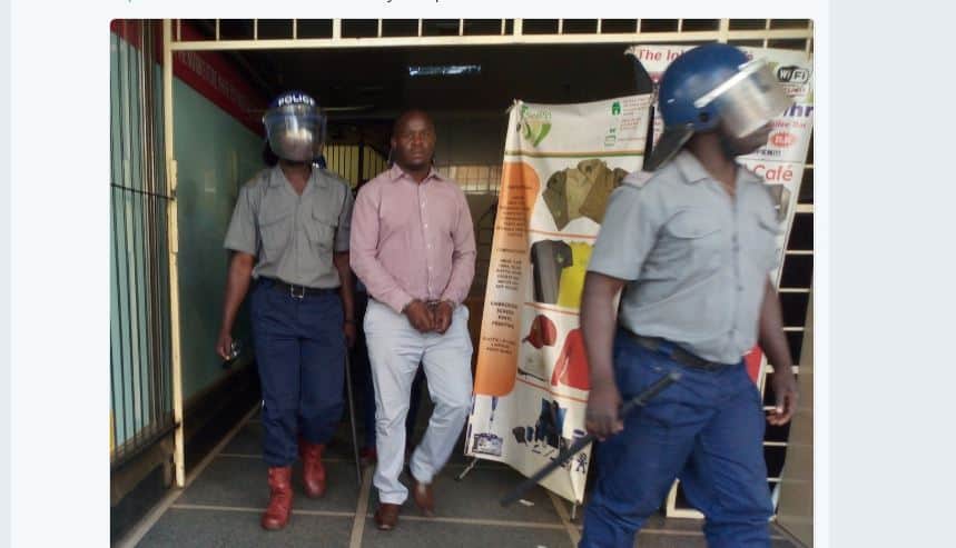 BREAKING News: Tajamuka leader Promise Mkwananzi arrested by Zim police today..Pictures