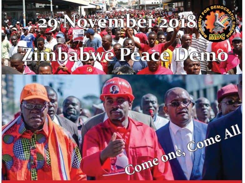 LATEST on Protest: Nelson Chamisa’s MDC  stages Zimbabwe Peace Demo March in Harare Today