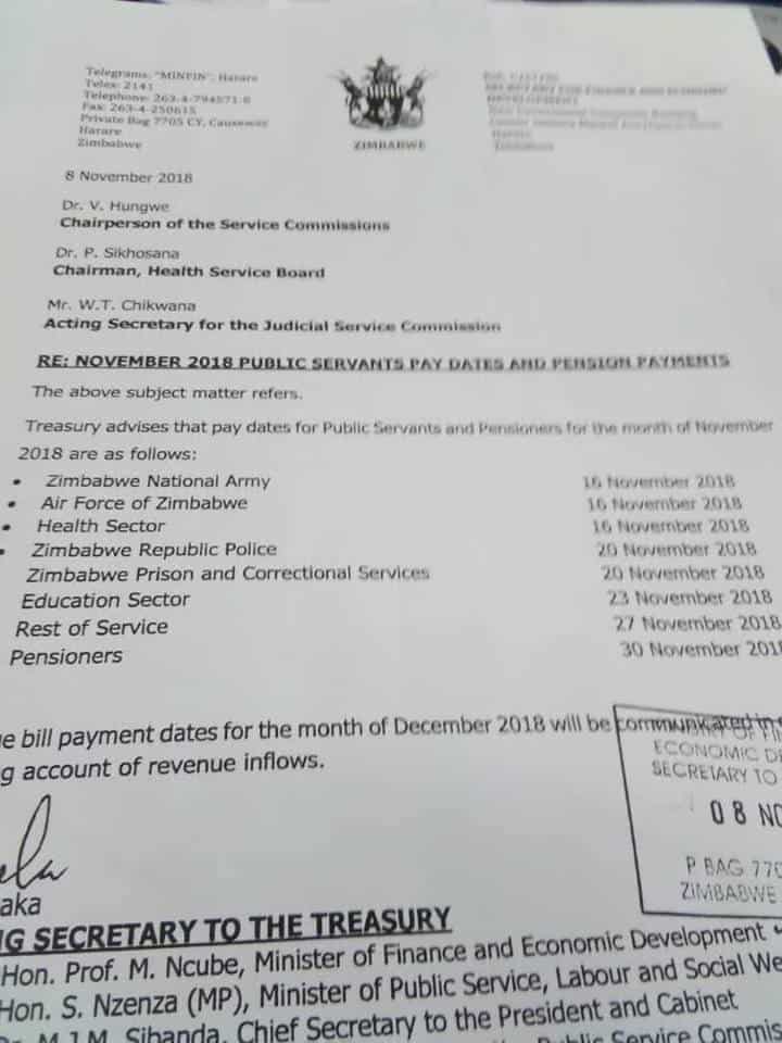 NOVEMBER 2018 OFFICIAL PAY DATES FOR GOVERNMENT WORKERS