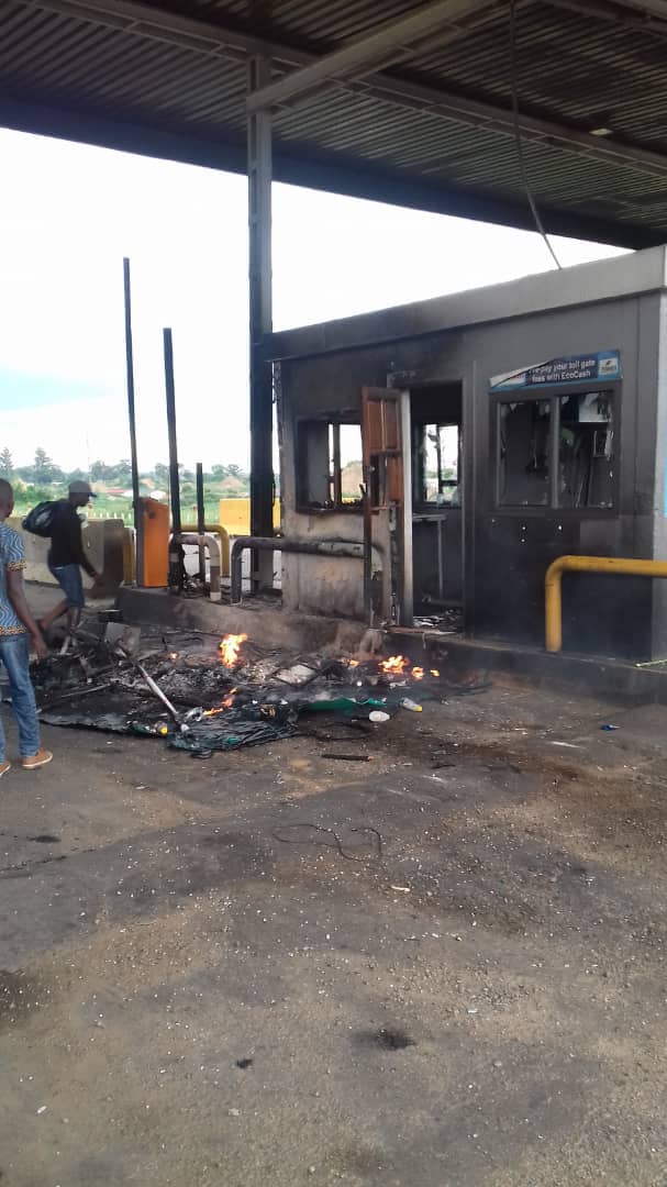 Fuel Riots: Tollgate set on fire, police station burned down…PICTURES