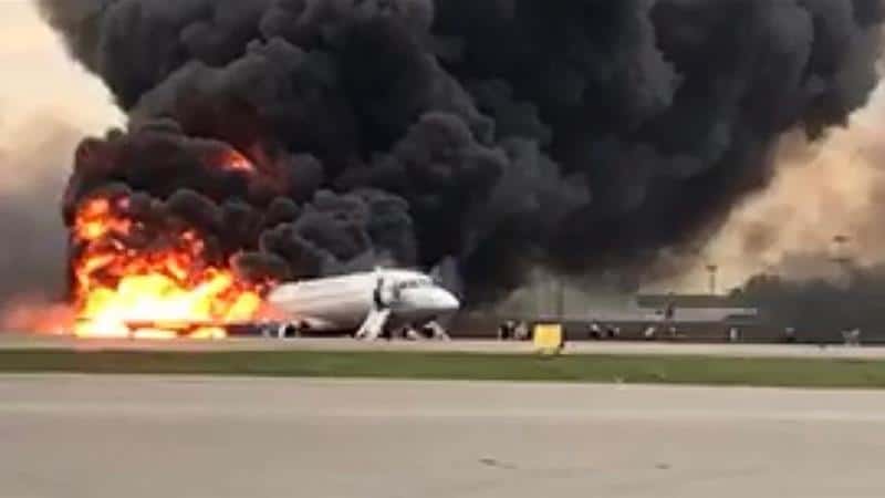 PICs,VIDs: Russian plane makes emergency landing after catching fire