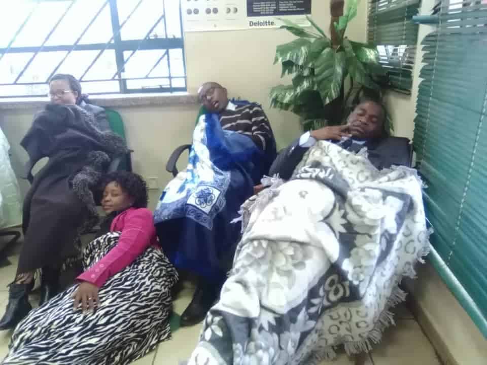 Stranded NBS staff sleep outside bank