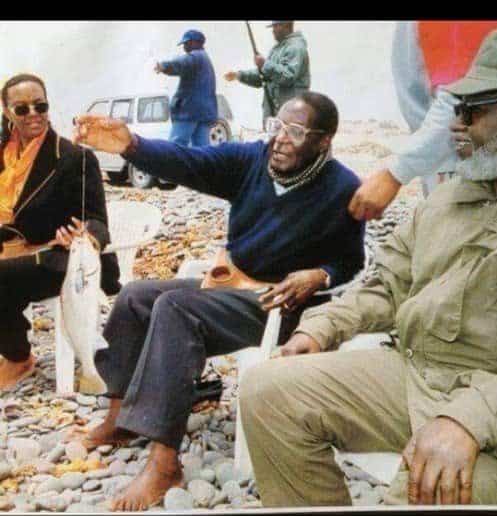 Rare photo of Robert Mugabe fishing without shoes goes viral