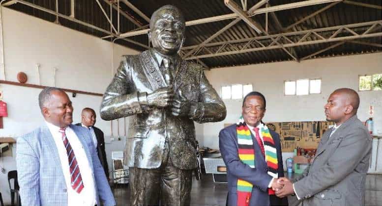 PICS: Mnangagwa unveils own statue at Masvingo Airport