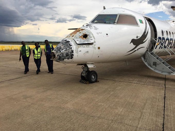 Zambian plane struck by lightning in midair …PICTURES