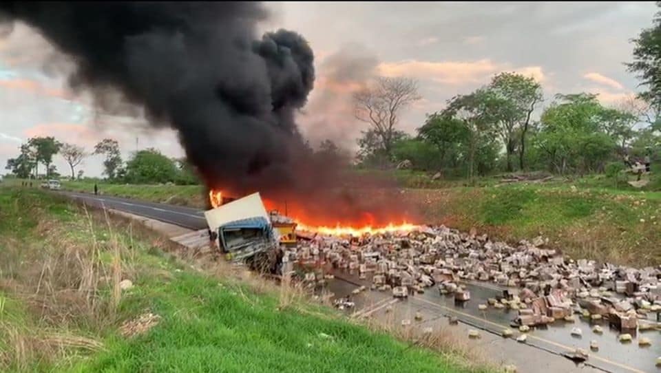 Zambian man records accident video as truck driver cries for help,  burns to death