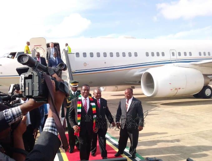 Mnangagwa arrives in Mozambique for President Nyusi inauguration