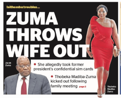 Thobeka Madiba:  Jacob Zuma throws wife out of Nkandla home over missing sim cards