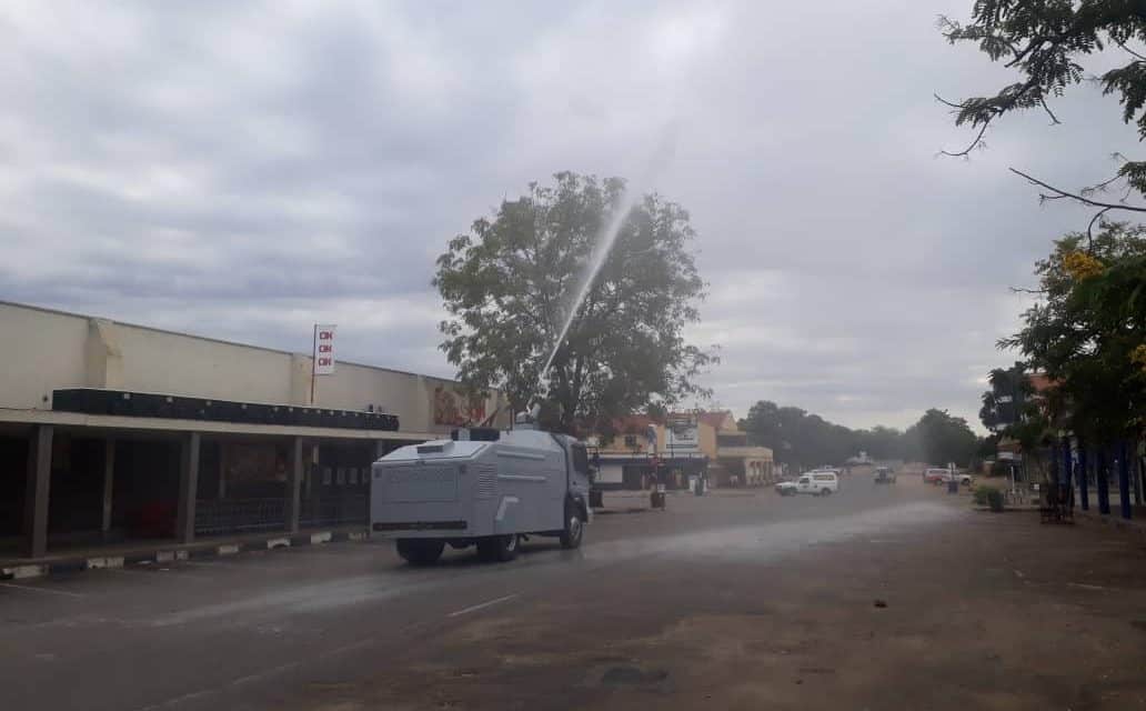 Authorities use ZRP riot truck to fumigate Masvingo town..PICTURES