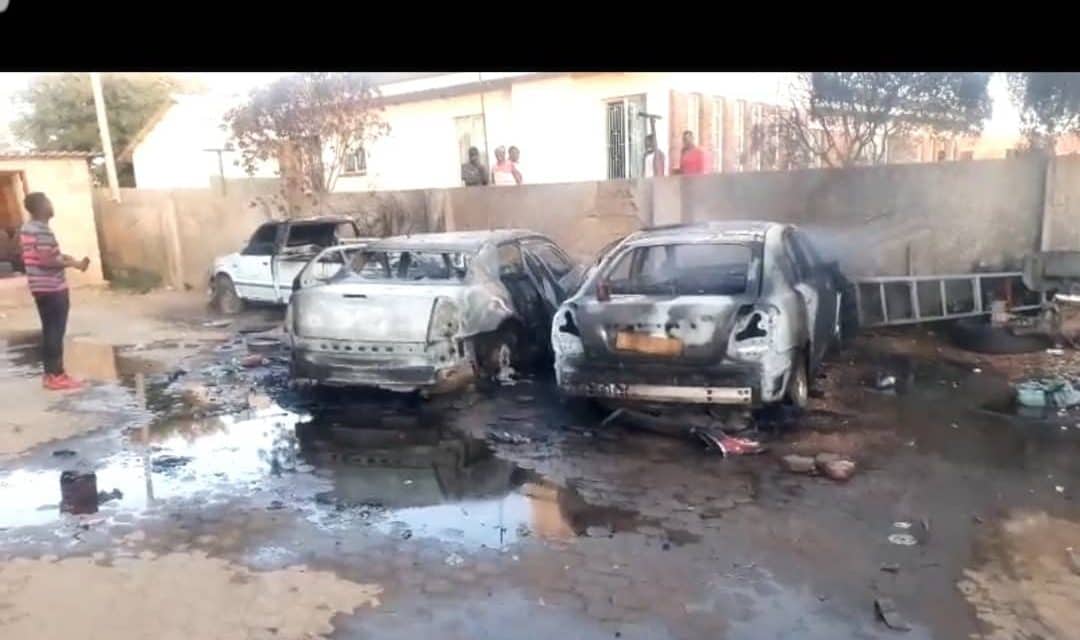 BREAKING NEWS: SHOCK As Mysterious Fire Burns Kwekwe Businessman Peter Gore’s Cars… VIDEO