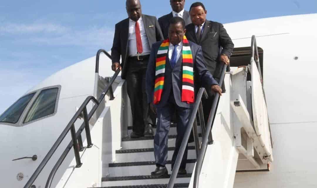 President Mnangagwa arrives in Lusaka