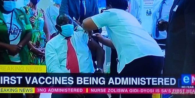 PRESIDENT Cyril Ramaphosa vaccinated live on TV..VIDEO