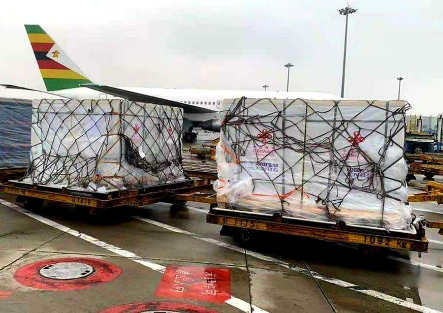 Sinopharm vaccines donated to Zimbabwe by China loaded into Air Zim plane