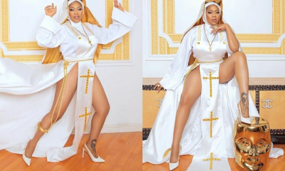 Toyin Lawani Clashes With Followers Over Her Nun Outfit Asking Her To Repent