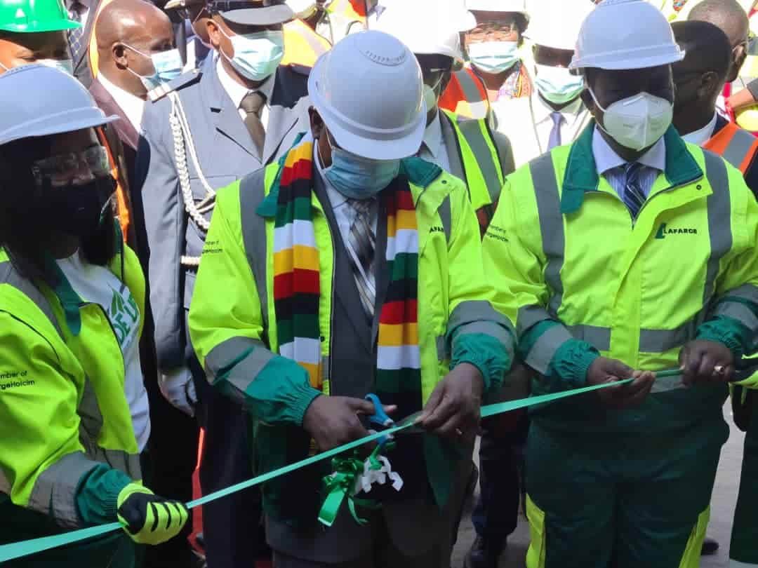 PICTURES…President Mnangagwa commissions Lafarge Dry Mortar Plant expansion