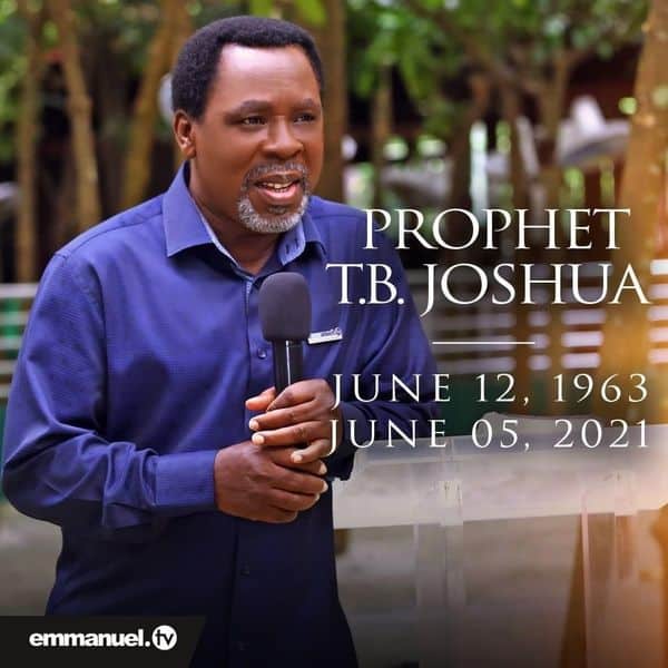 BREAKING: TB Joshua dies aged 57