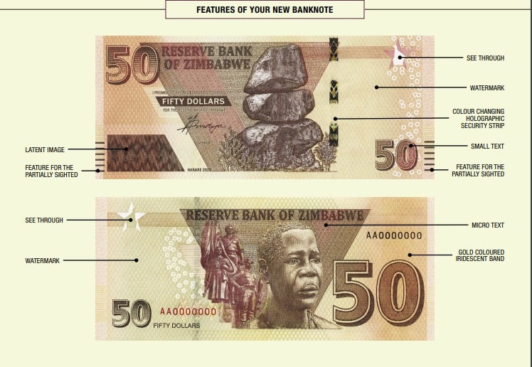 New Zimbabwe $50 bank note featuring Mbuya Nehanda enters circulation