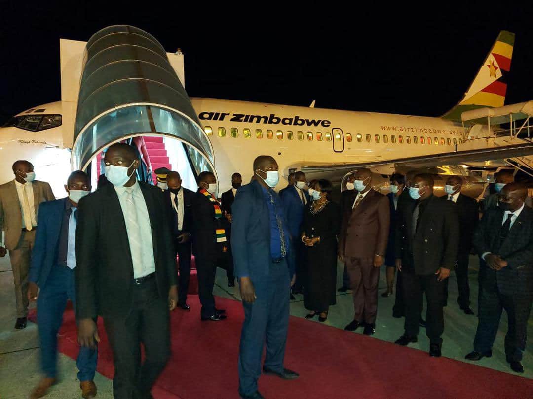 President Mnangagwa returns home from SA