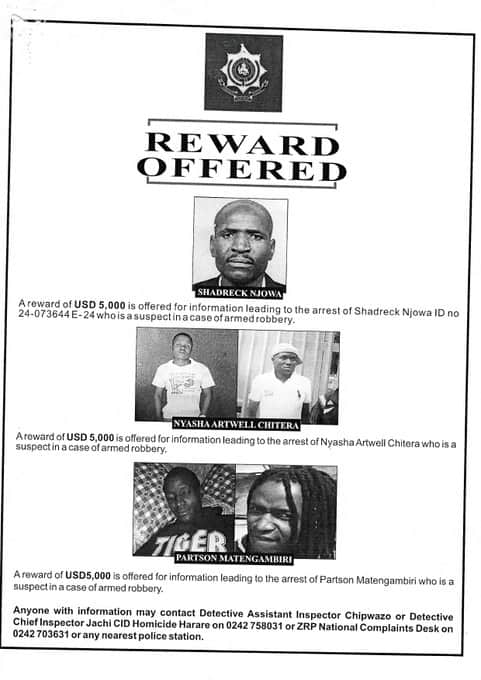 Police offers US$15 000 reward for information leading to arrest of wanted persons