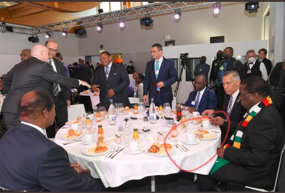 #Davos2022|| Mnangagwa Takes Another Delegate’s Tea Cup, Abandons His
