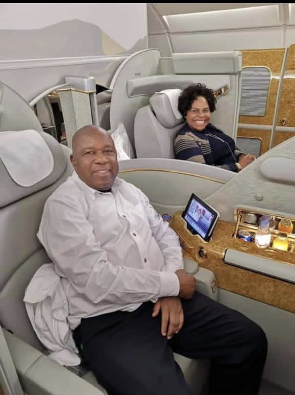 Chris, Monica Mutsvangwa Pic Aboard Plane Riles Zimbos