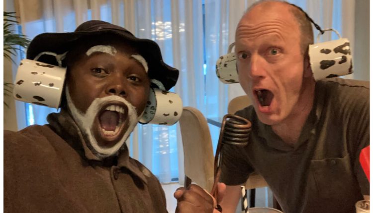 Kenyan Comedian Arap Uria Meets Peter Drury At World Cup..PICTURES
