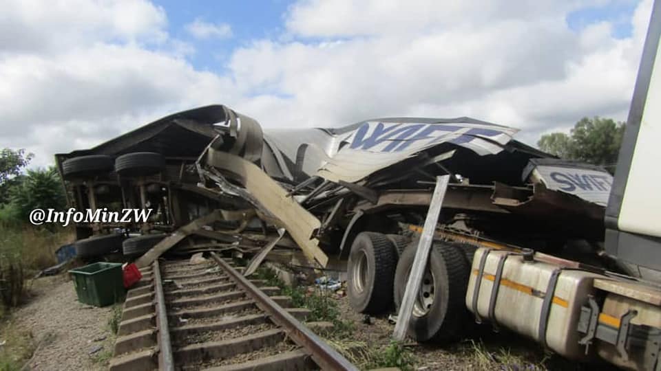 SWIFT truck hit by goods train in Rusape..PICTURES