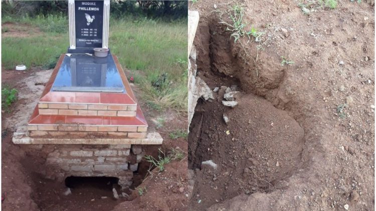 Robbers steal corpse, leave open coffin near the grave