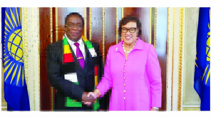 President Mnangagwa holds high-level discussions with the Commonwealth’s secretary-general, Mrs Patricia Scotland