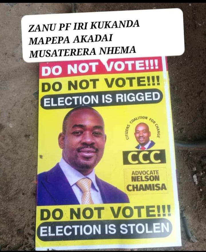 ZANU PF resorts to dirty tactics, distributes ‘fake’ Chamisa poster urging people not to vote