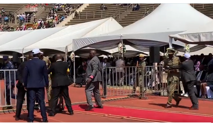 VIDEO: CIO agents physically remove police bosses, Zanu PF delegates from VIP area
