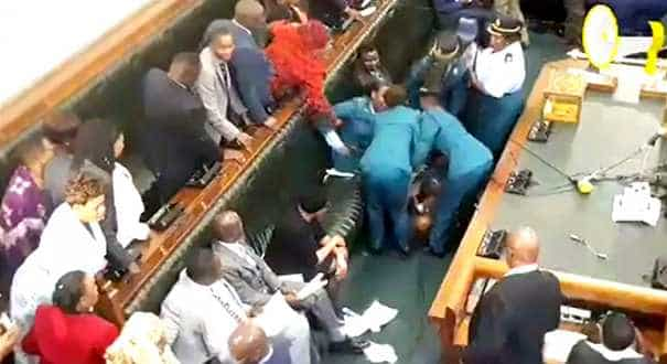 Violence in parliament as riot police is called in to throw out ‘recalled’ CCC MPs