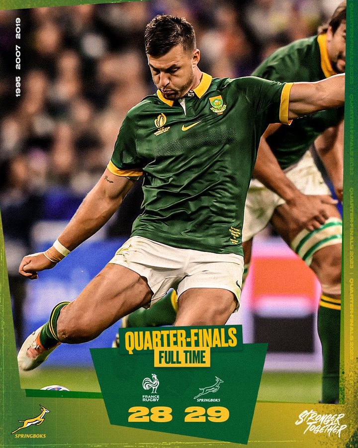 SA beats France to book place in 2023 Rugby World Cup semis