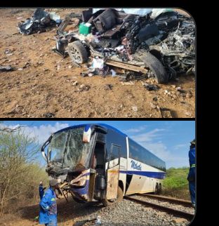 2 killed, 1 injured in bus/ Toyota Fortuner head-on collision