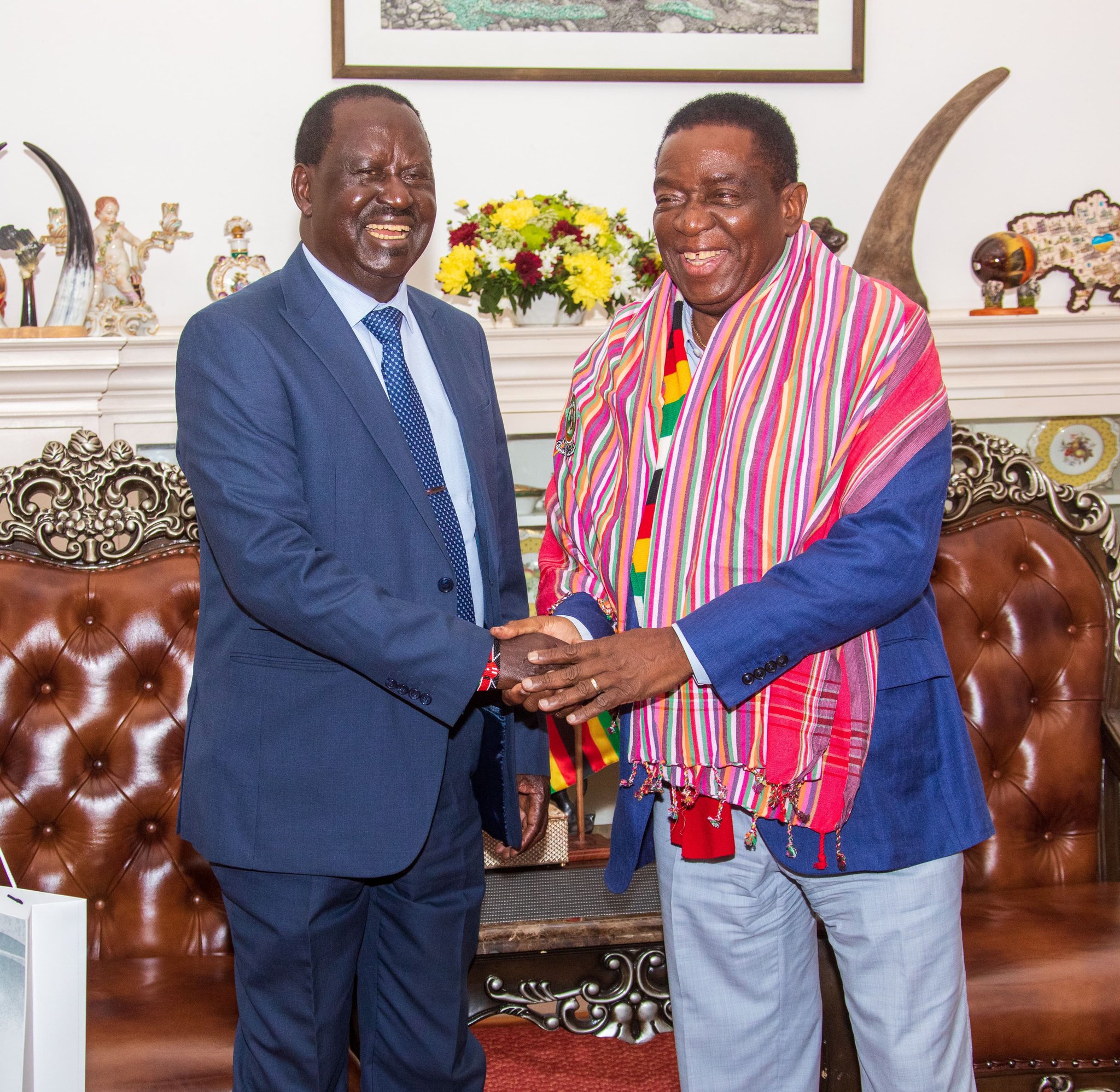 Mnangagwa welcomes Kenyan opposition leader Raila Odinga